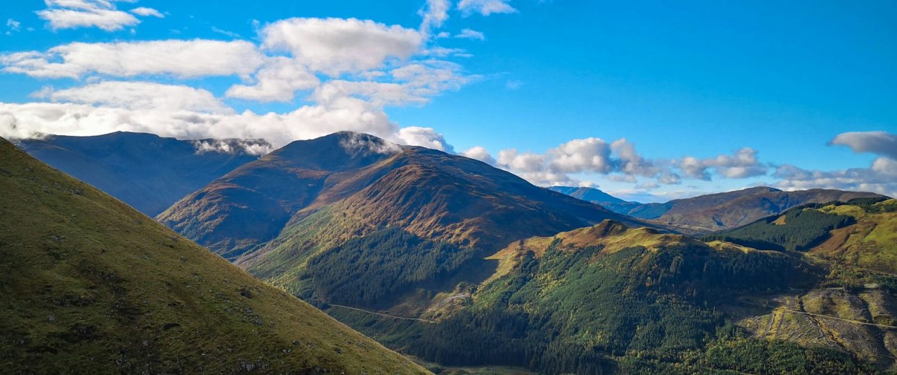 Actual Ben Nevis mountain landscape by Migle Siauciulyte; the picture is of the surrounding area, not the Glen Nevis campsite